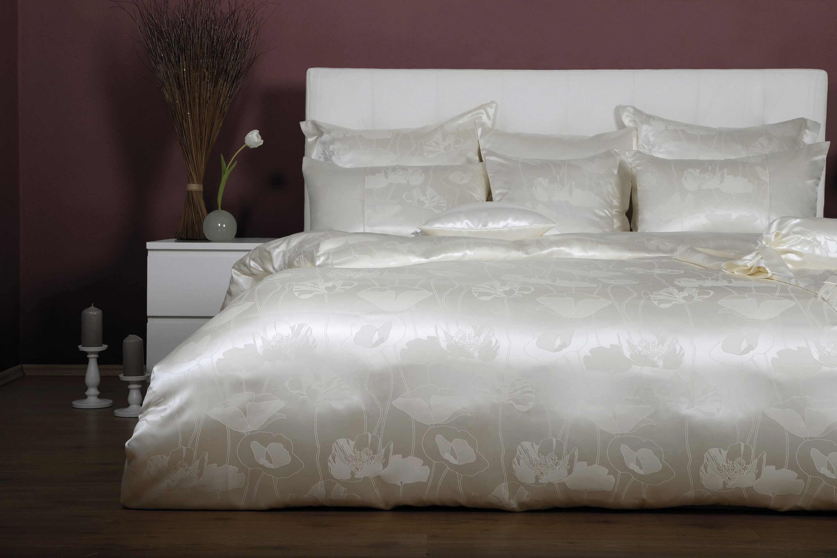 Silk Bed Linen - Adele - Poppies - Nature