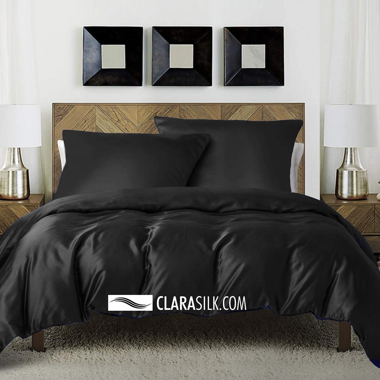 Silk Bed Linen -  Barbados - Black