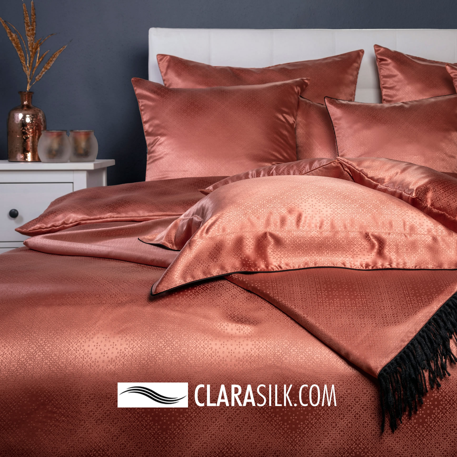 Silk Bed Linen - Wega - Modern Style - Copper